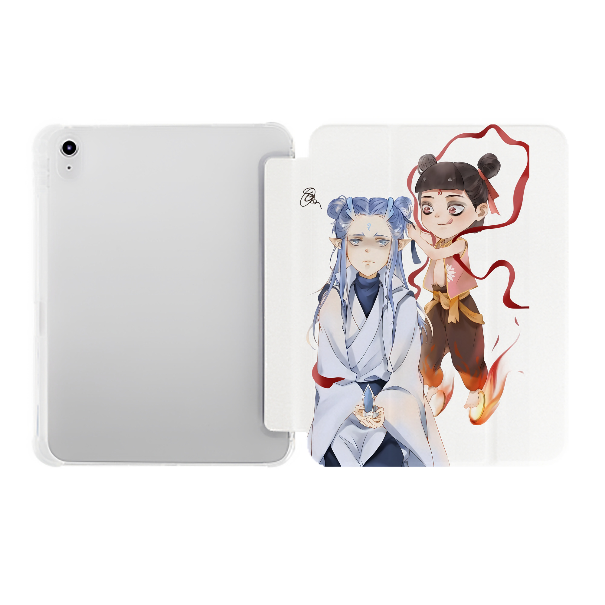 （画像用） Ne Zha 2 ナタ 魔童の大暴れ IPad ケース ペン収納付き 三つ折りスタンド PUレザー×シリコン 対応機種9.5/10.5/10.9インチ
